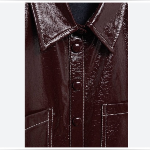▪️NWT Mango Patent finish overshirt with chest pockets - Picture 5 of 9